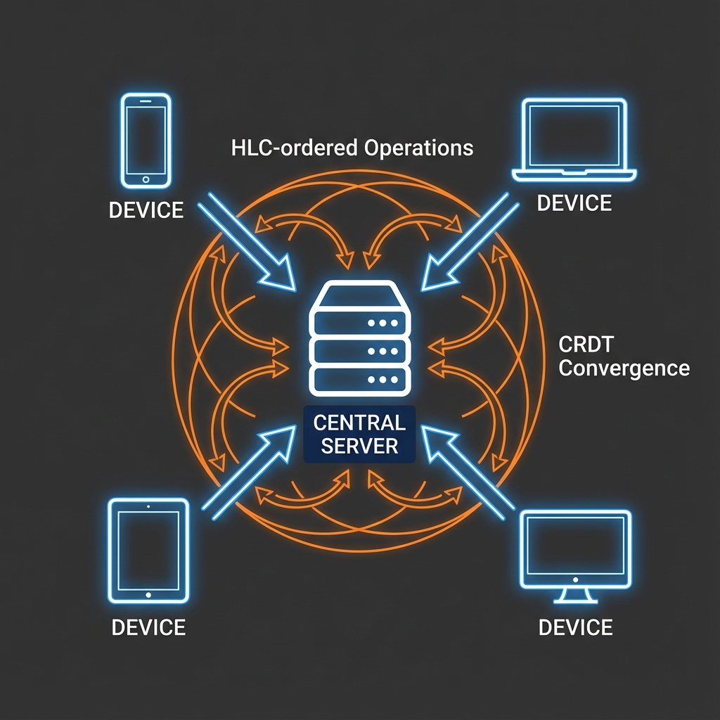 GanttSync Architecture: Hybrid Logical Clocks and CRDT Convergence